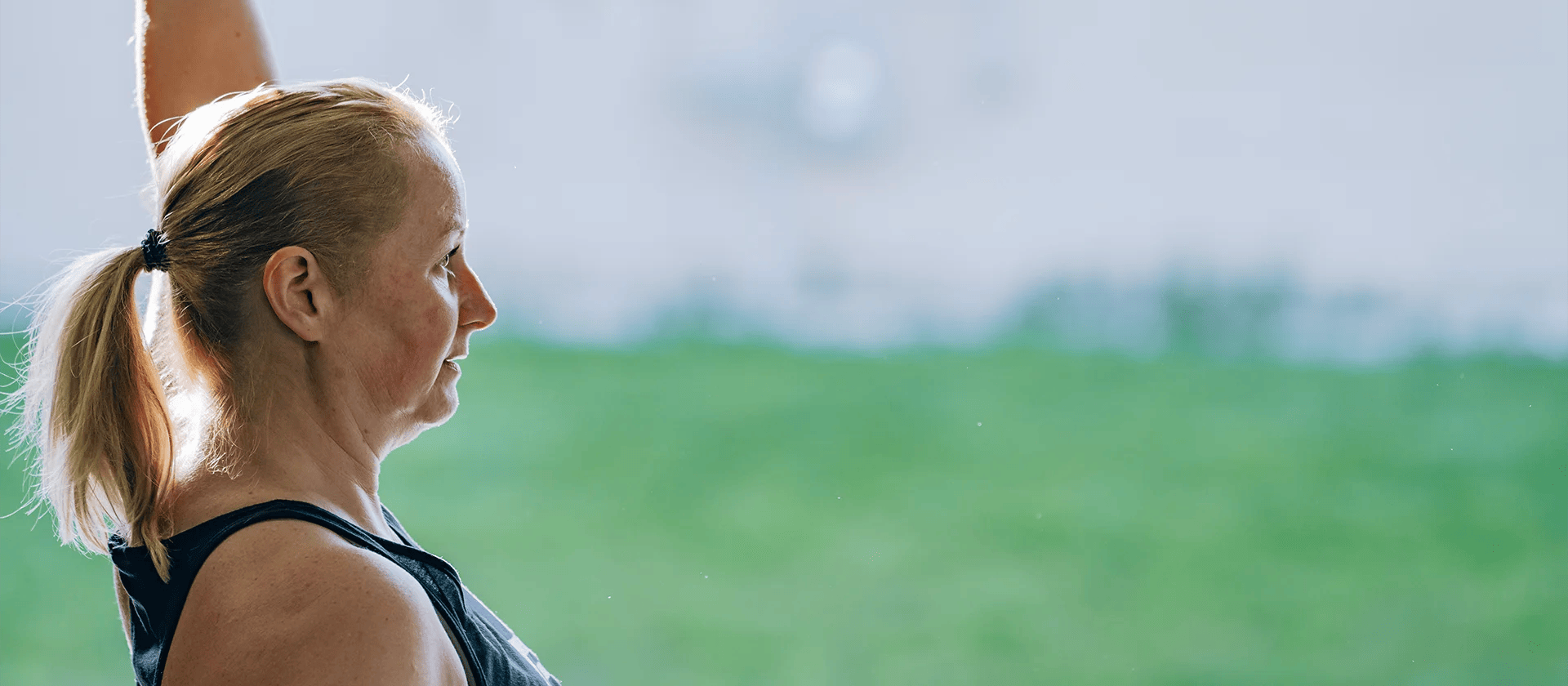 elder woman training outside